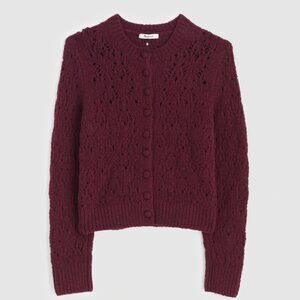 Pointelle-Stitch Cardigan in Cotton Blend